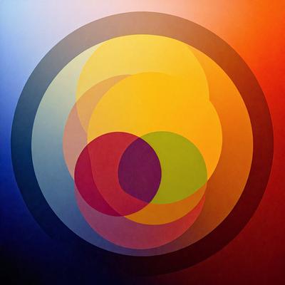 The primary subject of the image is a colorful circle, which is the main object, scene, or focus of the image. The circle is set against a blue background, giving it a vibrant and lively appearance. The visual style of the image is a combination of photo and digital art, creating a unique and eye-catching design. The dominant colors in the image are blue, yellow, and orange, which contribute to the overall atmosphere of the scene.